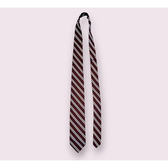 Brooks Brothers Makers Burgundy, Green & Silver Striped Necktie Tie Preppy | Ivy - Picture 4 of 4